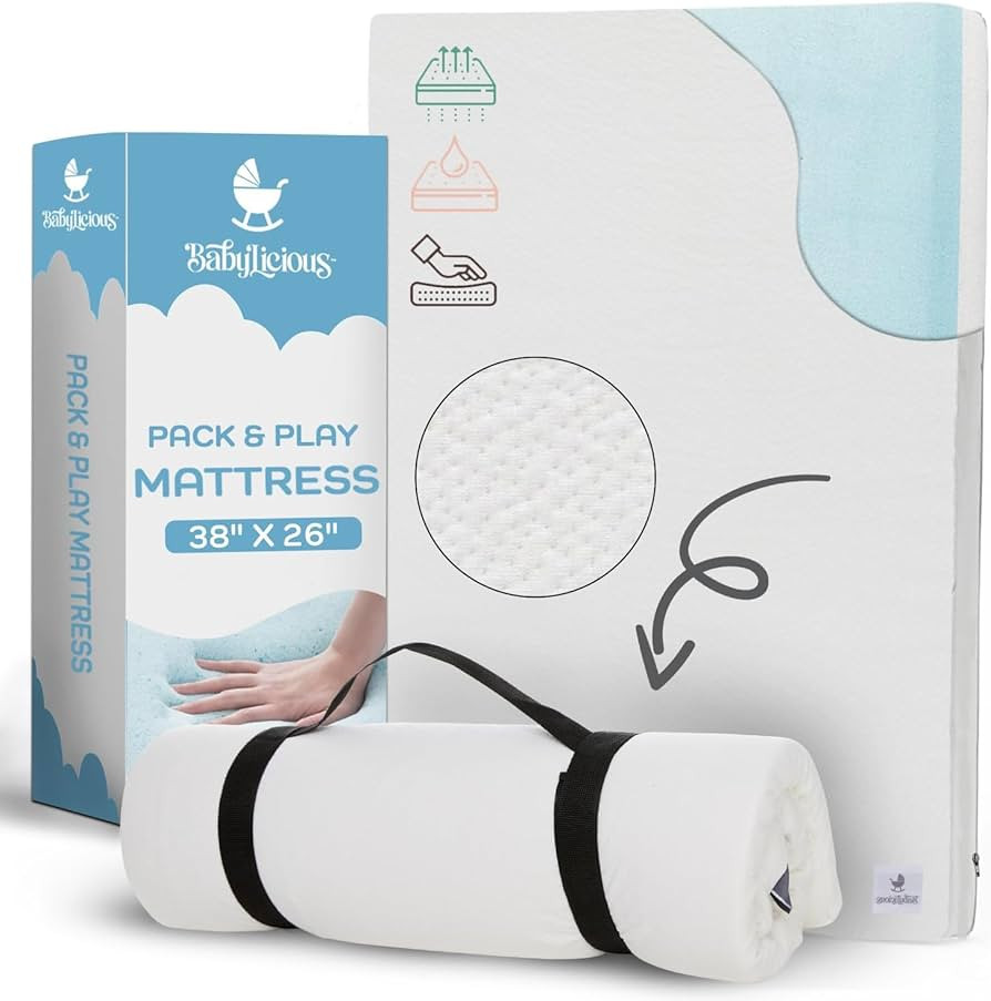 Amazon.com : Waterproof Pack N Play Mattress Topper - Twin (38'' x 26'') | Roll Up Style - Breath... | Amazon (US)