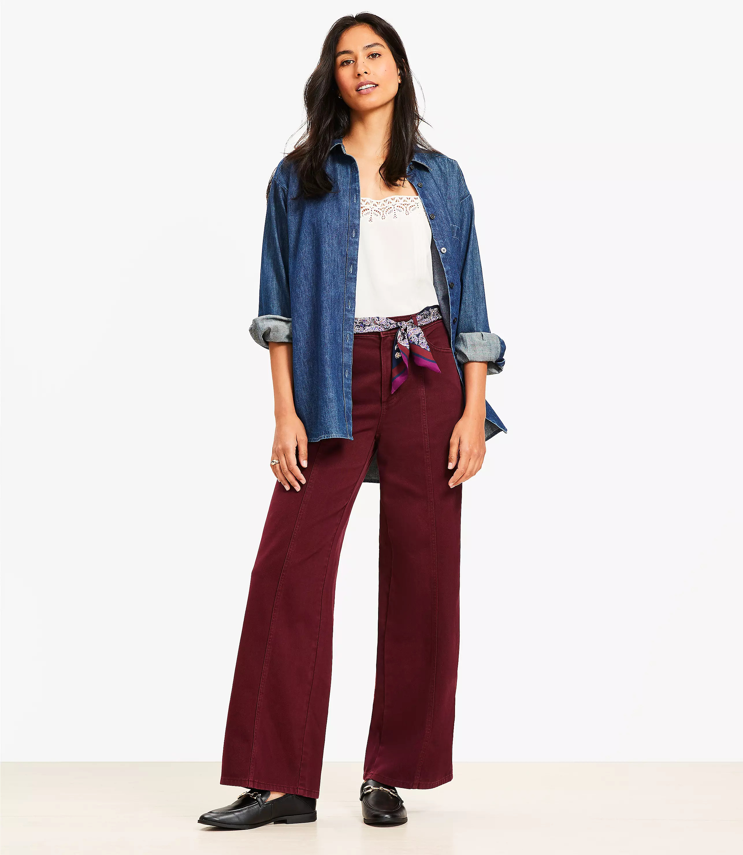 Five Pocket Seamed Wide Leg Pants | LOFT