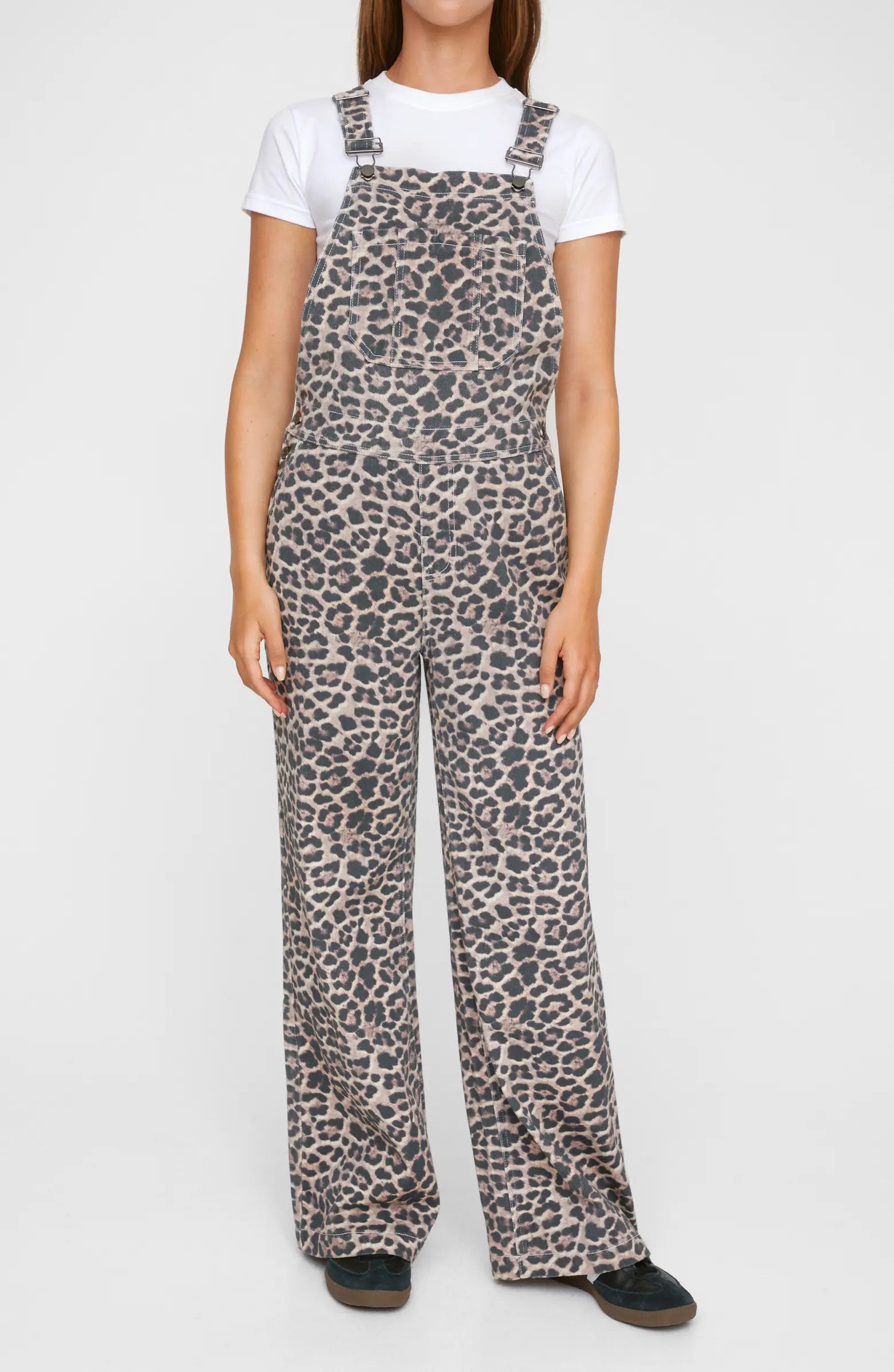 NASTY GAL Leopard Print Denim Overalls | Nordstrom | Nordstrom