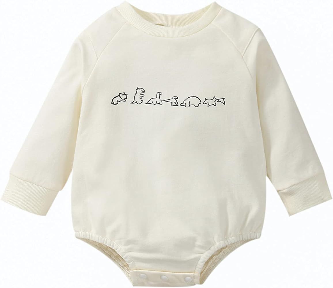 Baby Girl Boy Crewneck Sweatshirt Long Sleeve Romper Oversized Waffle Knit Sweater Bodyusuit Pullove | Amazon (US)