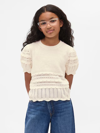 Kids Scalloped Mixed-Stitch Sweater | Gap (US)