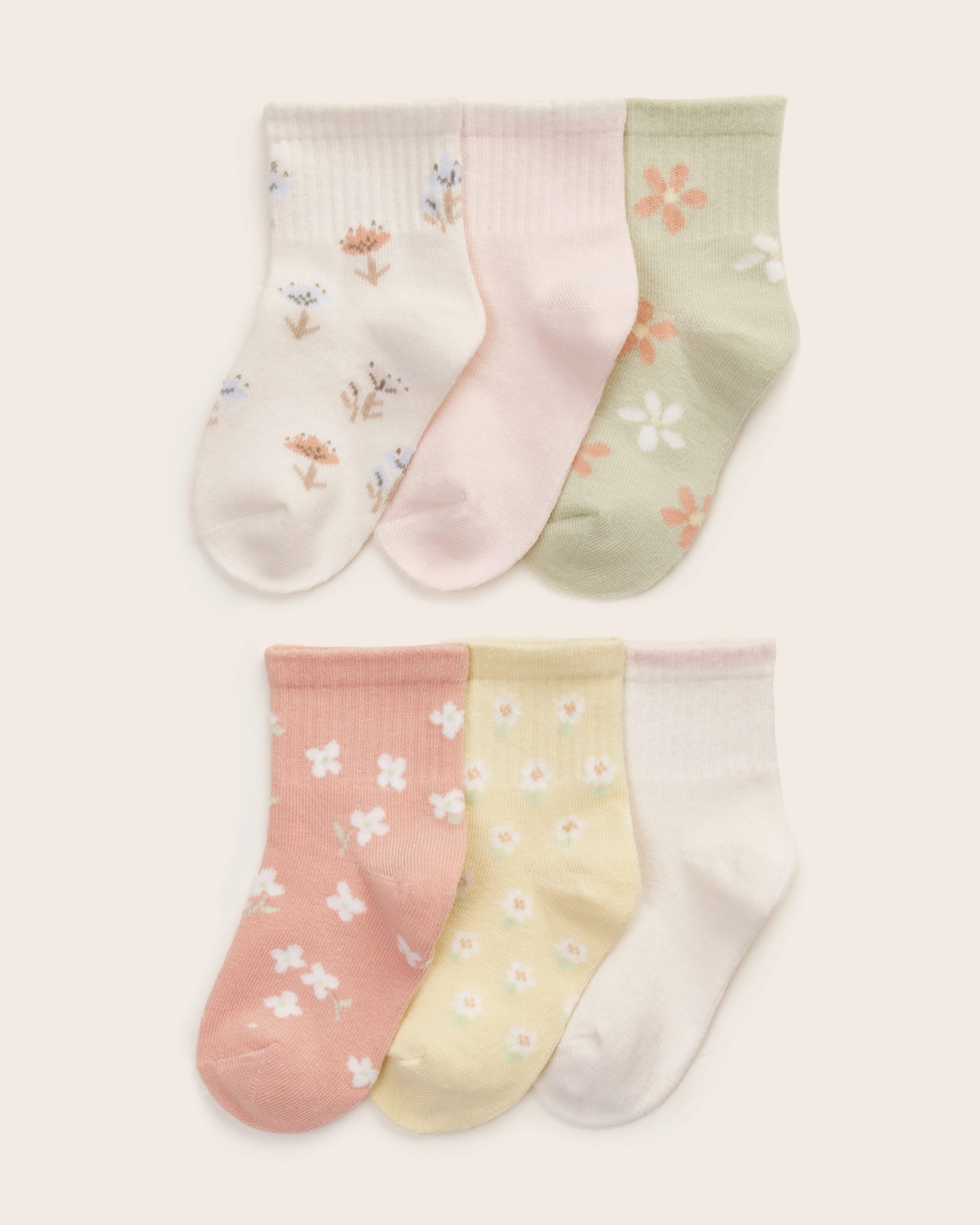 6-Pack Toddler Girl Rib Cuff Socks | easy-peasy