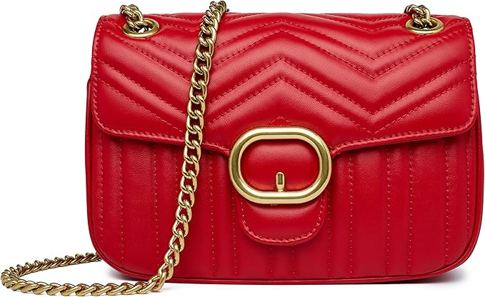 Chrysansmile Quilted Crossbody Bags Genuine Leather Clutch Purses Women's Shoulder Handbags With ... | Amazon (US)
