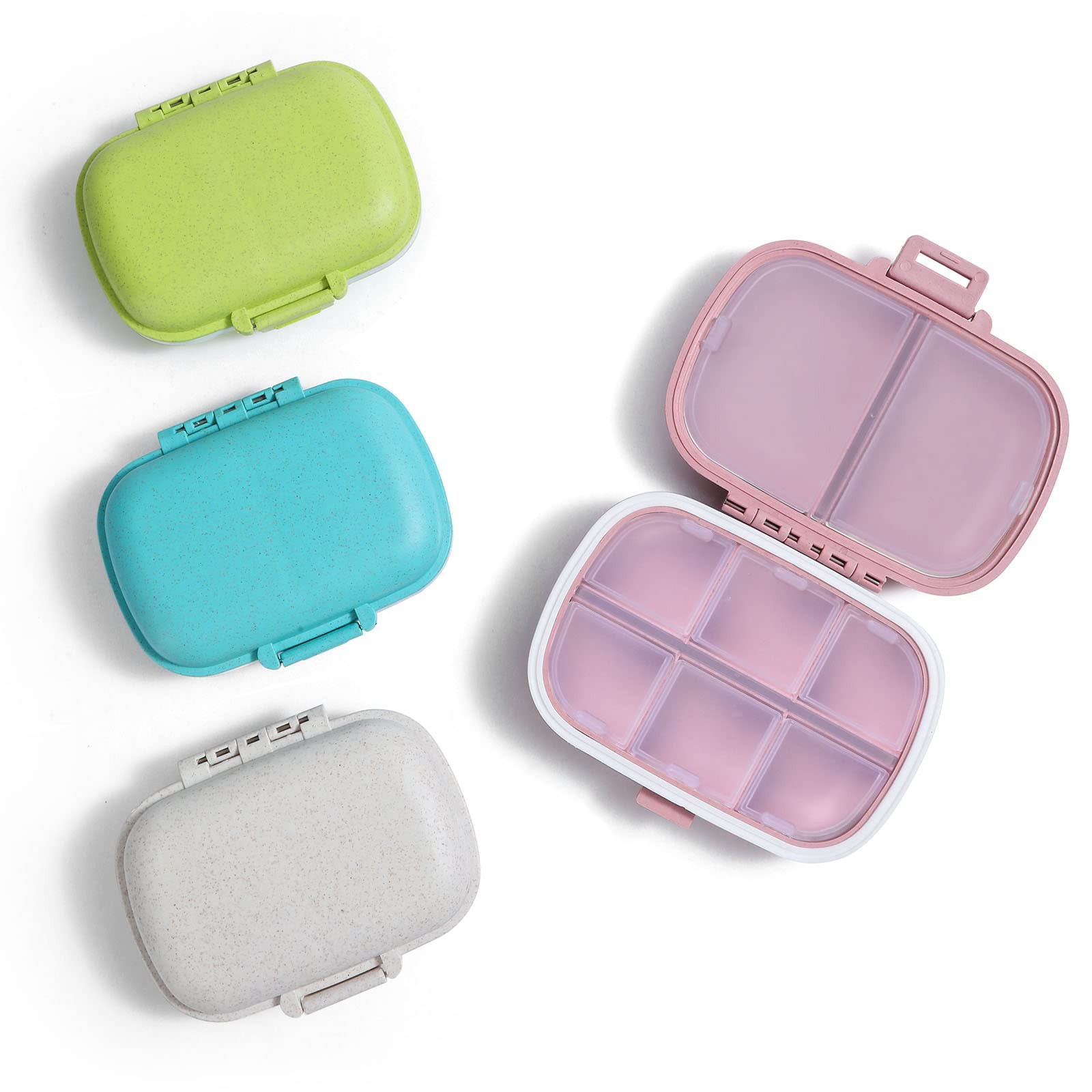 Holii 4PS 8 Compartments Travel Pill Organizer, Pocket Pharmacy for Purse Daily Pill Box Portable... | Amazon (US)