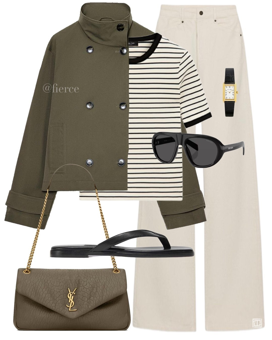 Striped top cropped trench khaki green cream jeans green Ysl bag casual look

#LTKspring #LTKuk #LTKeurope