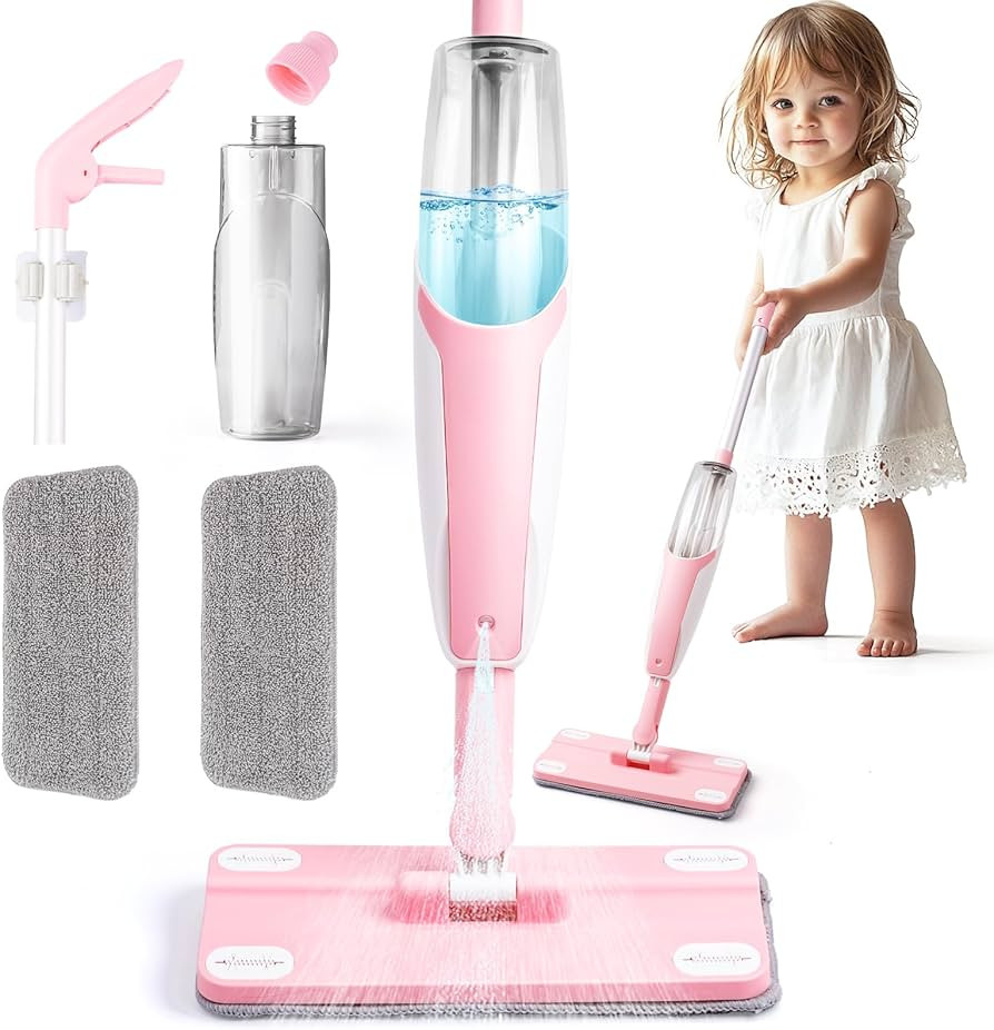 Pink Mini Spray Mop for Toddler-Girls Montessori Cleaning Toy That Real Spray Water,Pretend Playh... | Amazon (US)