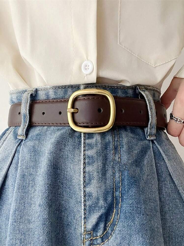 1pc Women's Simple Fashionable Casual Pu Leather Decorative Belt For Jeans | SHEIN