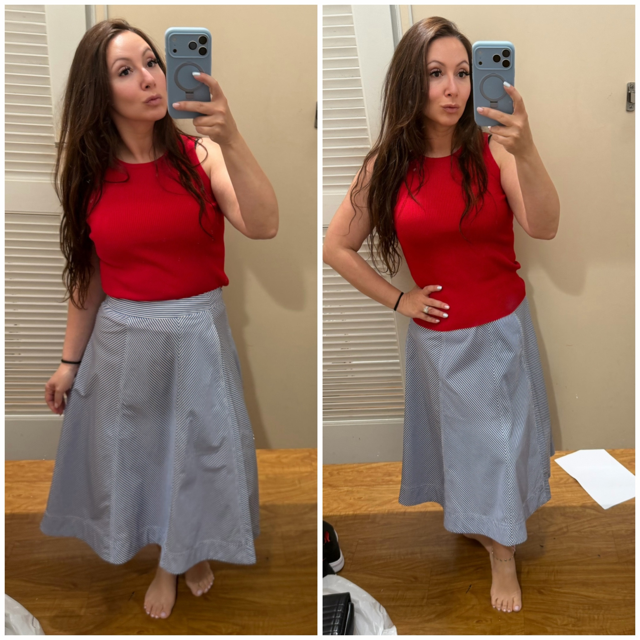 Looking for some second pair of eyes opinion! Do you think this Ralph Lauren top looks better tucked in or out? Found both pieces at Macys 

#LTKMidsize #LTKSeasonal #LTKOver40