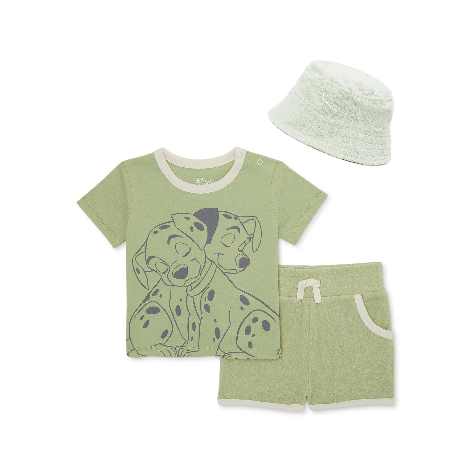 Disney 101 Dalmatians Baby T-Shirt, Terry Shorts and Hat Outfit Set, 3-Pack, Sizes 0-24 Months | Walmart (US)