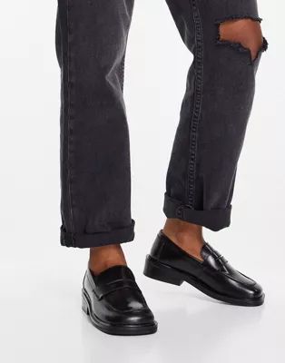 ASOS DESIGN Monthly leather loafers in black | ASOS (Global)