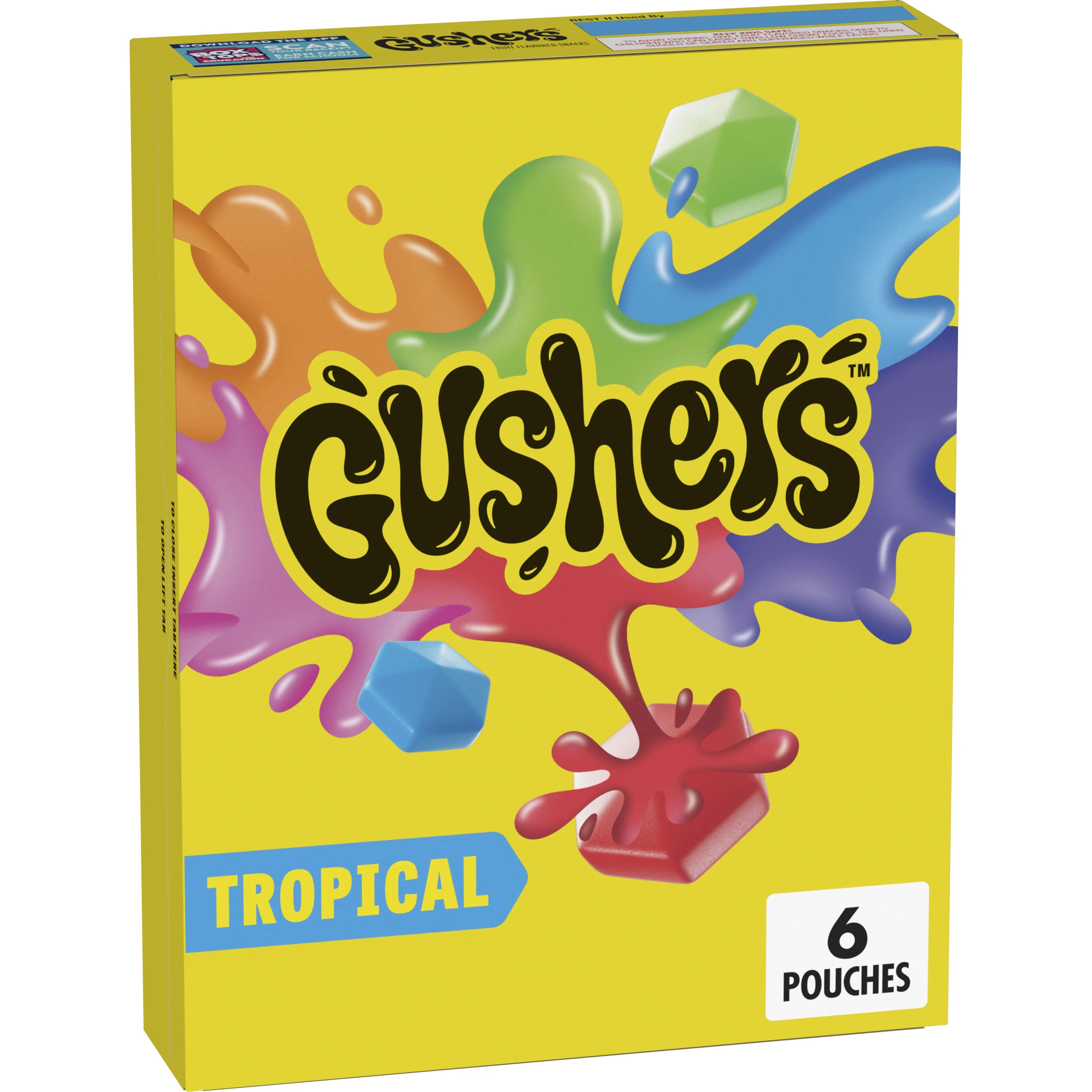 Gushers Fruit Flavored Snacks, Tropical Fruit Flavor, 6 Pouches, 4.8 oz | Walmart (US)