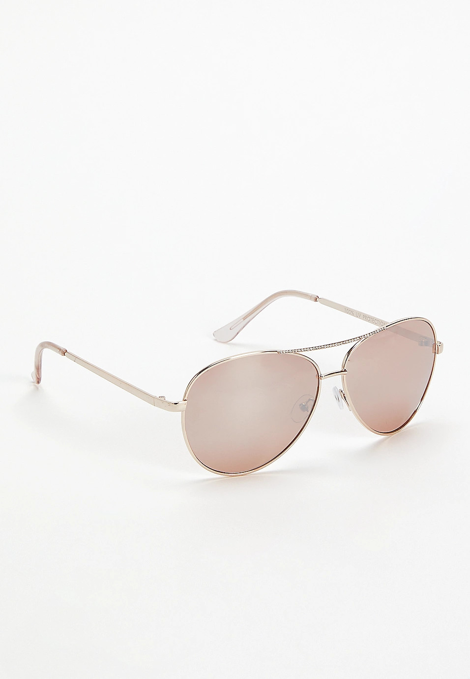 Rose Gold Rhinestone Aviator Sunglasses | Maurices