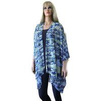 Kimono/ Kimono Cardigan-Water Effects-Lake Blue & Yellow-Chiffon Ruana | Etsy (US)