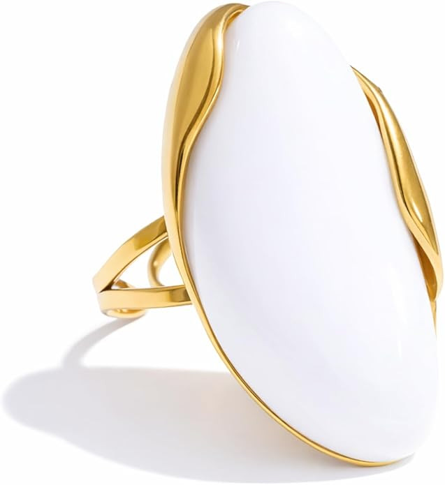 Mchic Colorful Chunky Statement Ring for Women: Boho Large Oval Acrylic Finger Ring Stainless Ste... | Amazon (US)