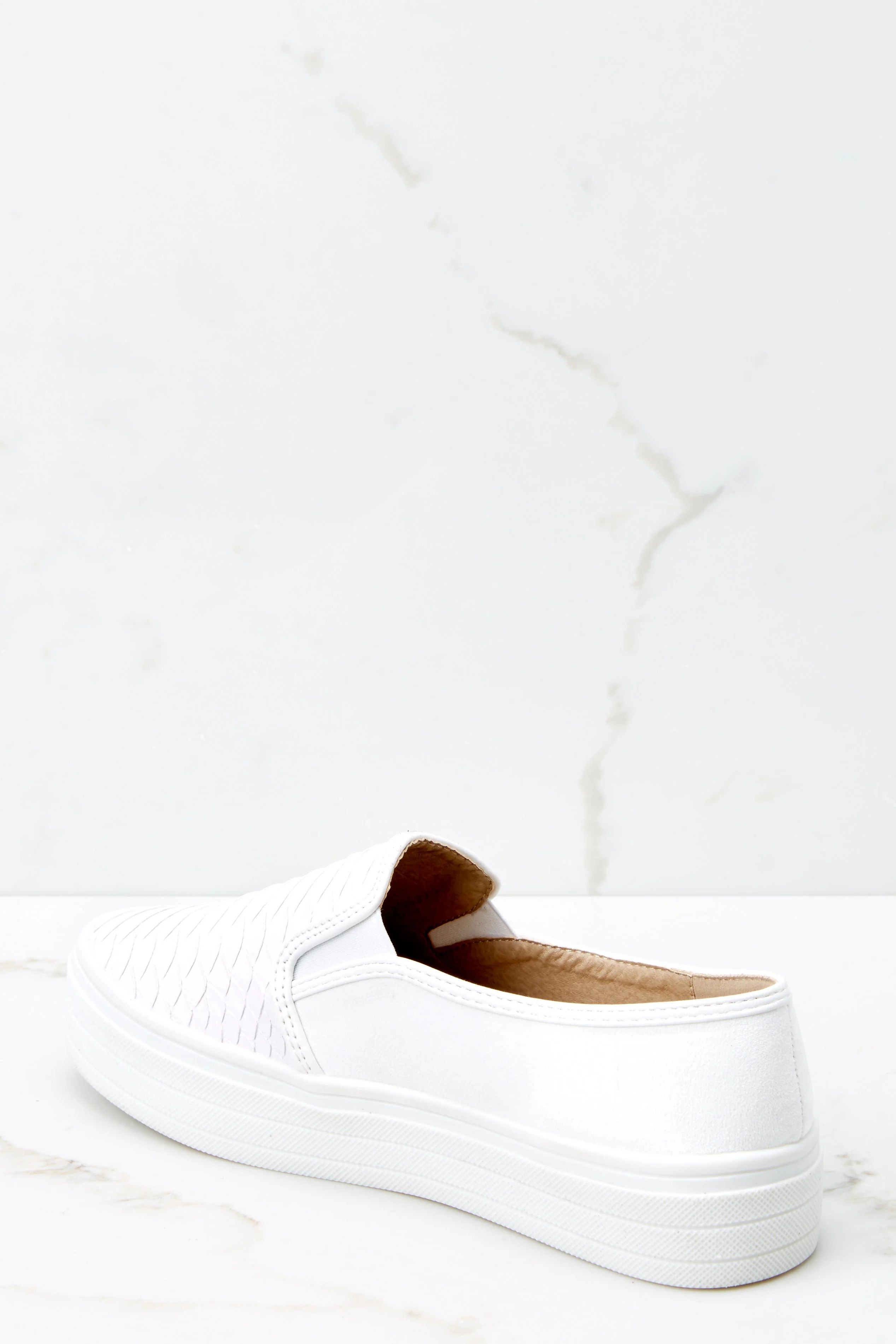 Into High Gear White Slip On Sneakers | Red Dress 