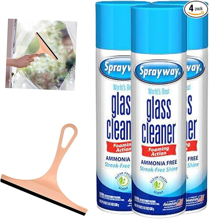 Sprayway Glass Cleaner Spray, Window Cleaner, Foam Action, 19 Fl Oz, 3 Pack, Bundled With 1 Windo... | Amazon (US)