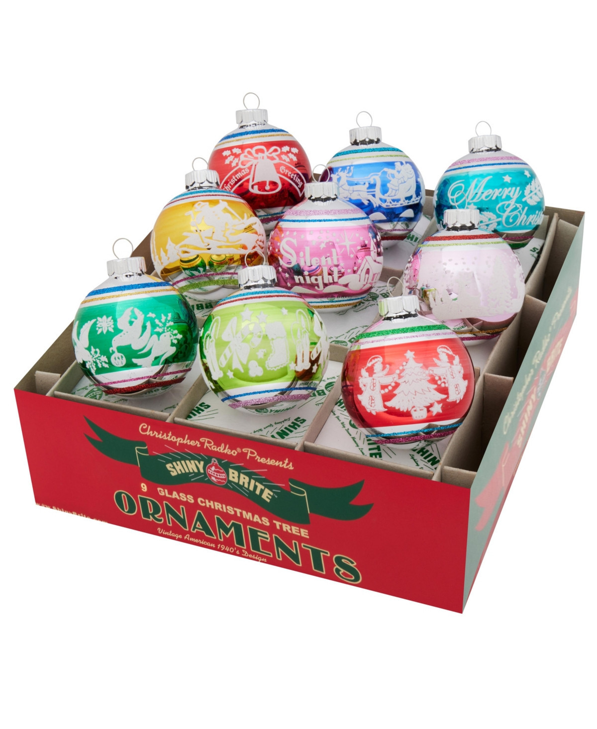 Shiny Brite Christmas Confetti Signature Flocked Rounds , Set of 9 - Christmas confetti | Macy's