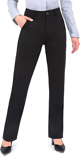 Bamans Dress Pants Women Work Business Pants Tummy Control Office Straight Leg Trousers High Wais... | Amazon (US)