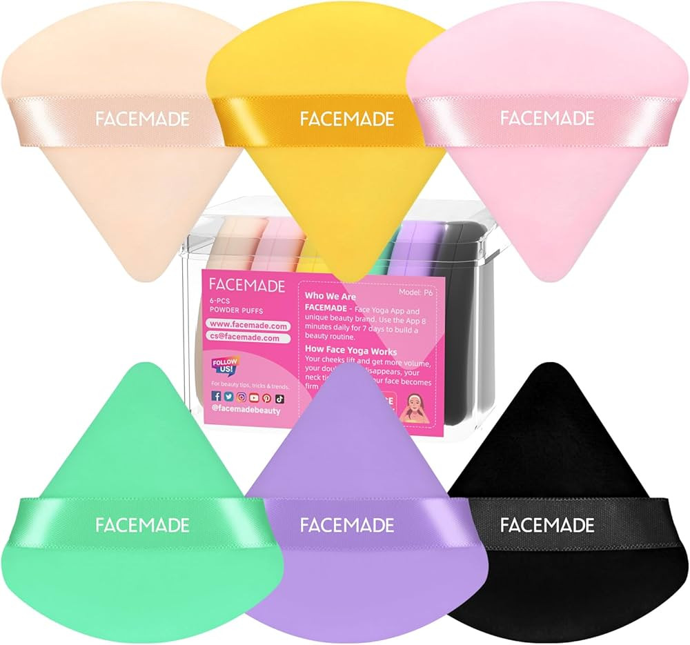 FACEMADE 6 Pieces Face Powder Puff with a Travel Case, Soft Makeup Puff with a Container, Triangl... | Amazon (US)