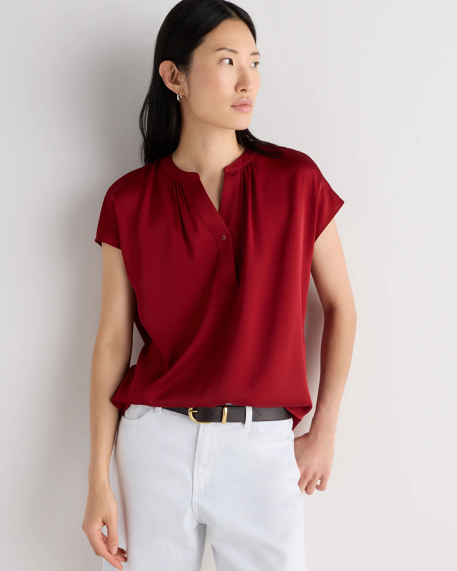 Washable Stretch Silk Dolman Sleeve Blouse | Quince