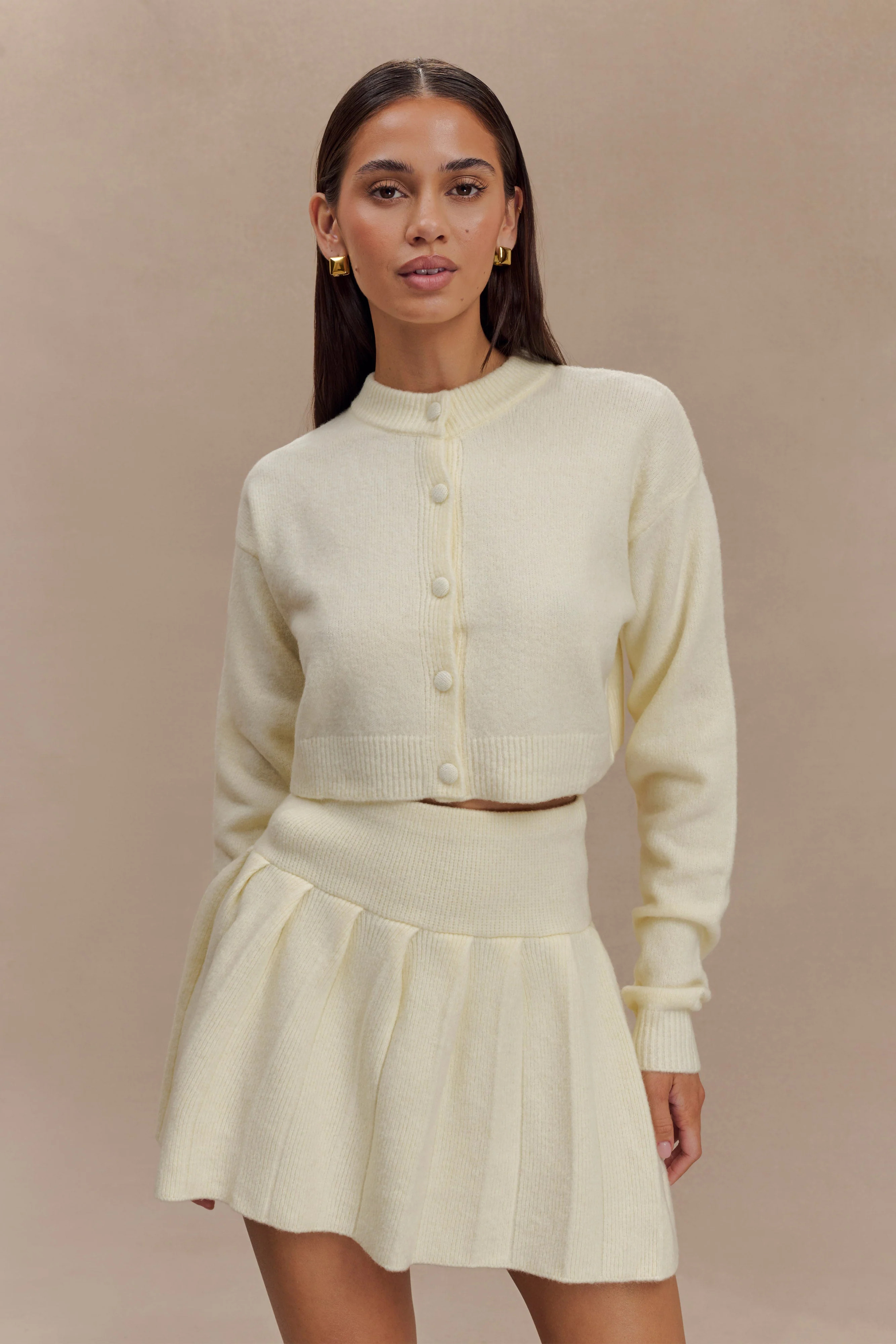 Knit Cardigan - Ivory Marle | MESHKI US