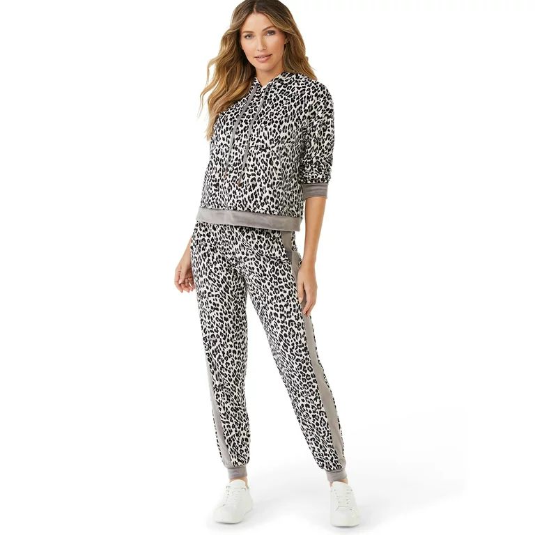 Sofia Intimates by Sofia Vergara Women's and Women's Plus Size Cropped Hoodie and Jogger Pants Se... | Walmart (US)