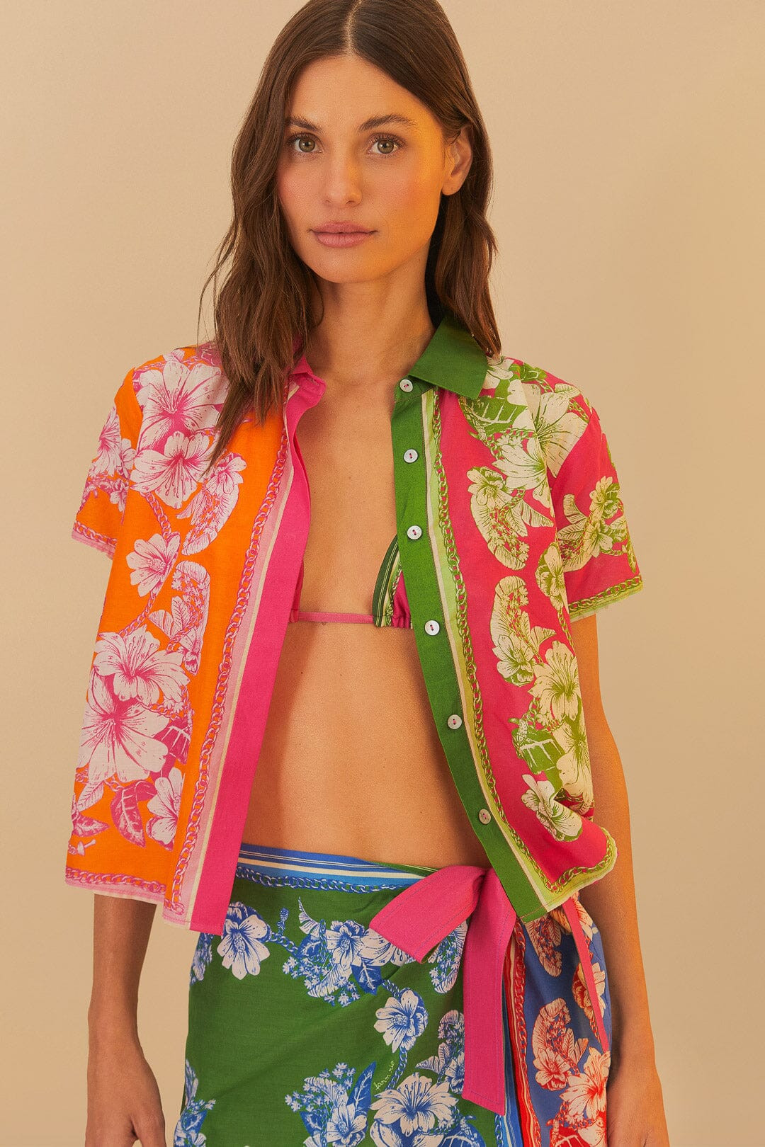 Mixed Scarves Floral Elegance Shirt | FarmRio (US)