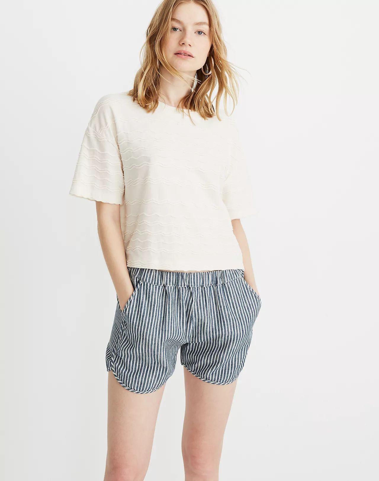 Texture & Thread Scallop-Stripe Top | Madewell