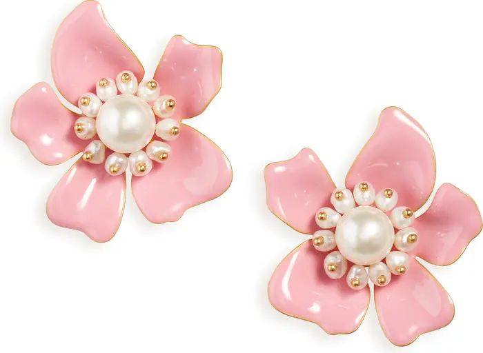 kate spade new york floral imitation pearl statement stud earrings | Nordstrom | Nordstrom
