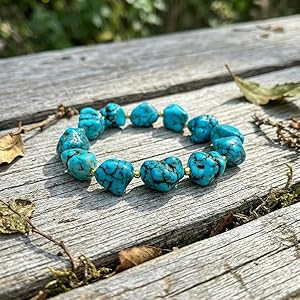 Raw Turquoise Bracelet, Spiritual Healing Crystal Beaded Bracelets for Women Men, Handmade Natura... | Amazon (US)