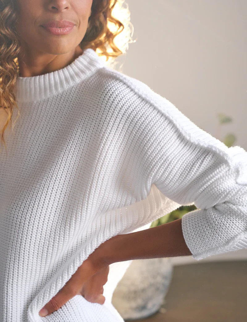 MONTECITO SWEATER White, Pure Italian Cotton | Frank & Eileen