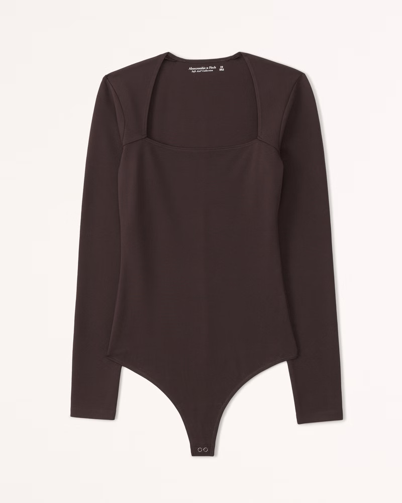 Women's Long-Sleeve Ponte Squareneck Bodysuit | Women's New Arrivals | Abercrombie.com | Abercrombie & Fitch (US)