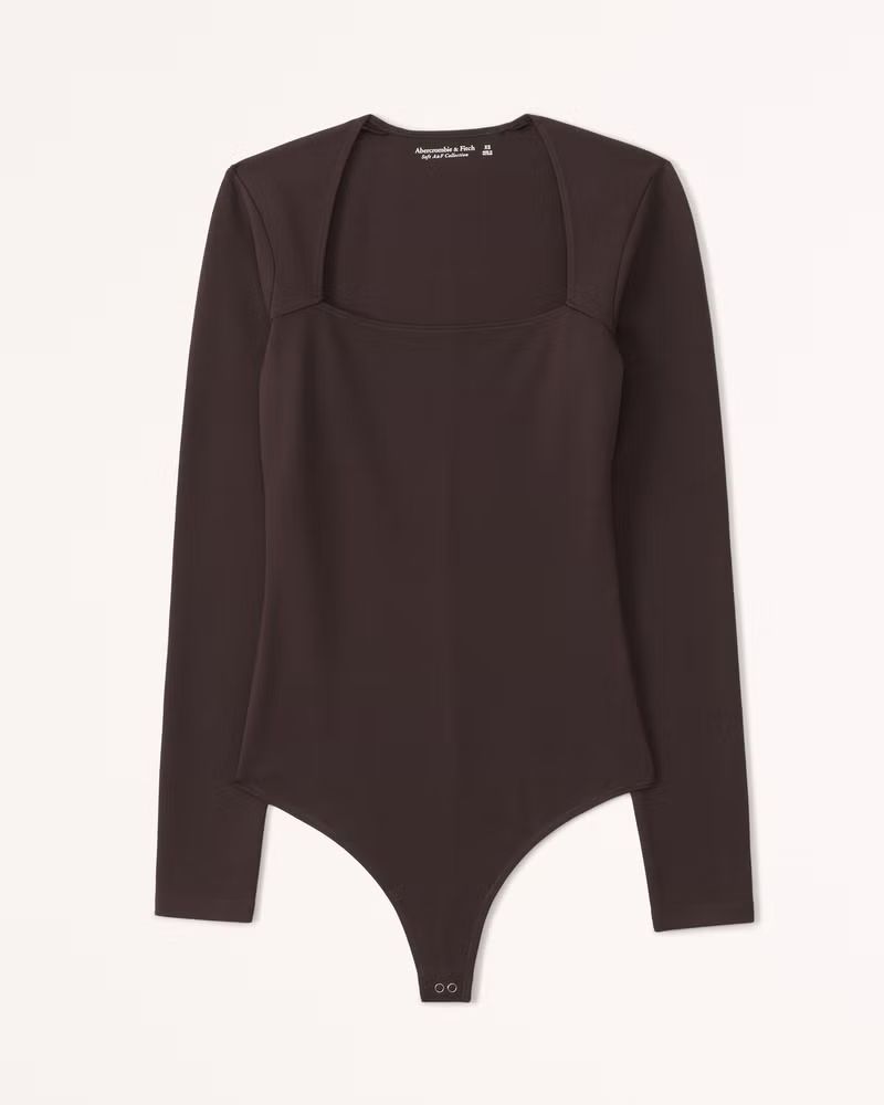 Women's Long-Sleeve Ponte Squareneck Bodysuit | Women's Tops | Abercrombie.com | Abercrombie & Fitch (US)