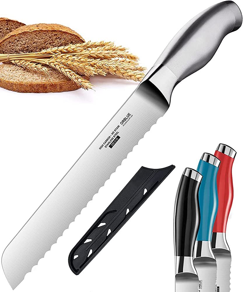 Orblue Serrated Bread Knife with Upgraded Stainless Steel Razor Sharp Wavy Edge Width - Bread Cut... | Amazon (US)