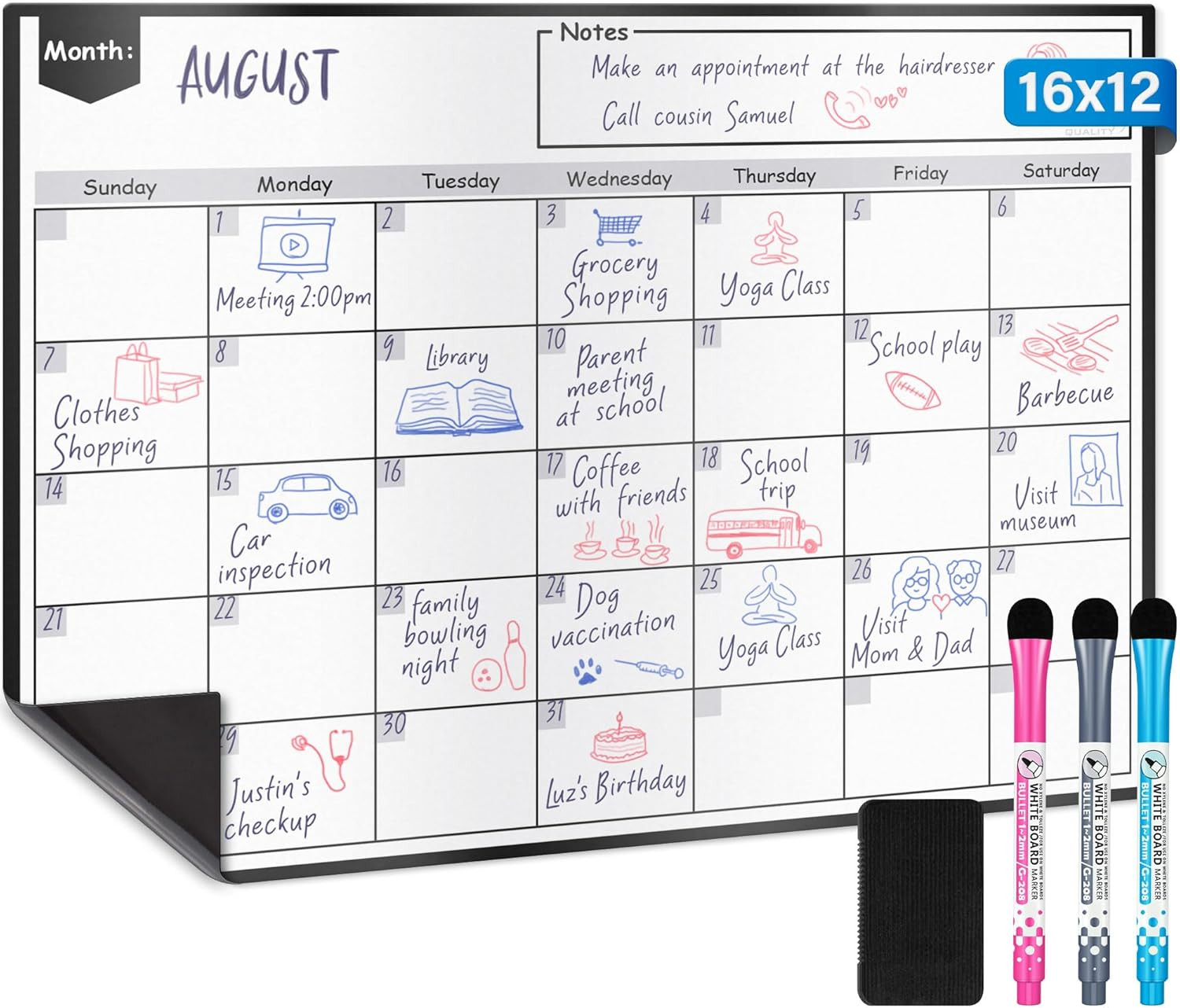 Magnetic Dry Erase Calendar for Fridge (16 x 12”), Monthly Refrigerator Calendar Whiteboard Wit... | Amazon (US)