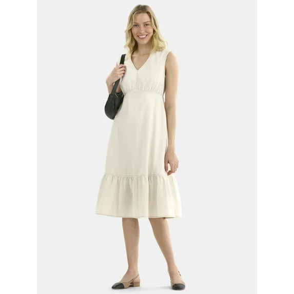 Time and Tru Women's Sleeveless Denim Dress with Ruffle Hem, XS-XXXL | Walmart (US)