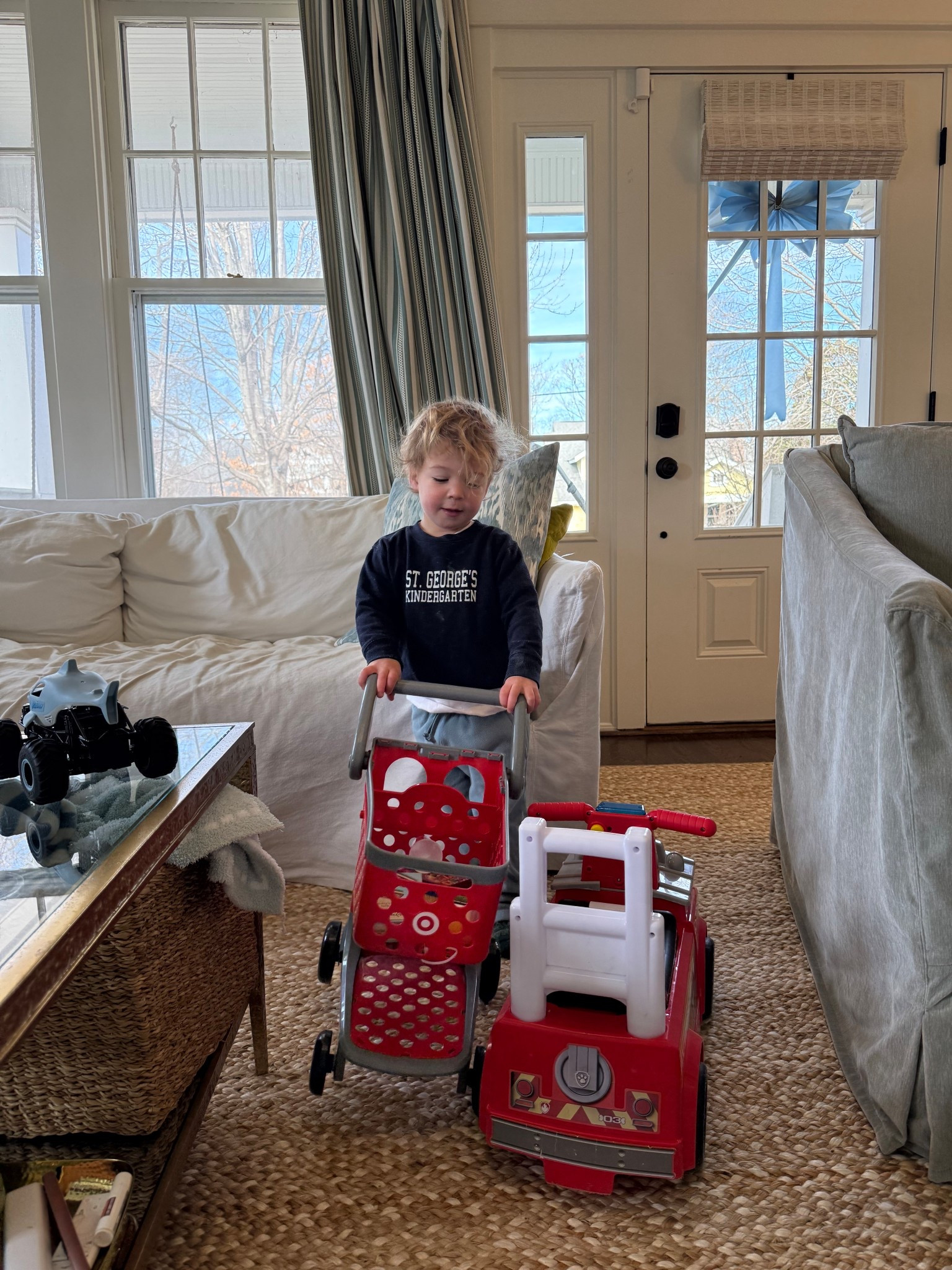 Home on a cold day with a toddler and a newborn means new toys - this fire truck and target cart are two of my 2.5 year old boys favorites

Toys for 2 year olds, push toys, movement toys for toddlers , ride on fire truck 

#LTKKids