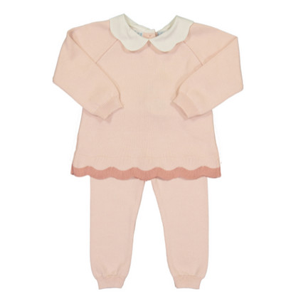 Scalloped Contrast Trim Knit Set | Feltman Brothers