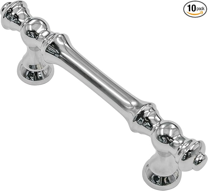 Alzassbg 10 Pack Polished Chrome Cabinet Pulls, 3 Inch(76mm) Hole Centers Morden Straight Kitchen... | Amazon (US)