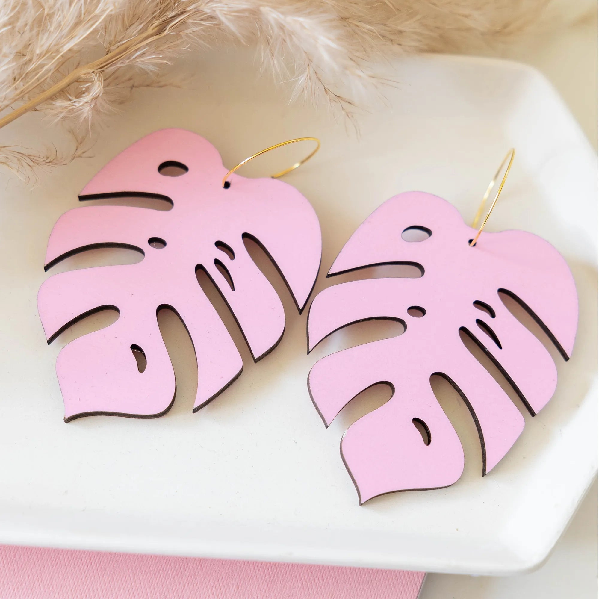 Monstera Statement Hoop Earrings | Le Chic Miami