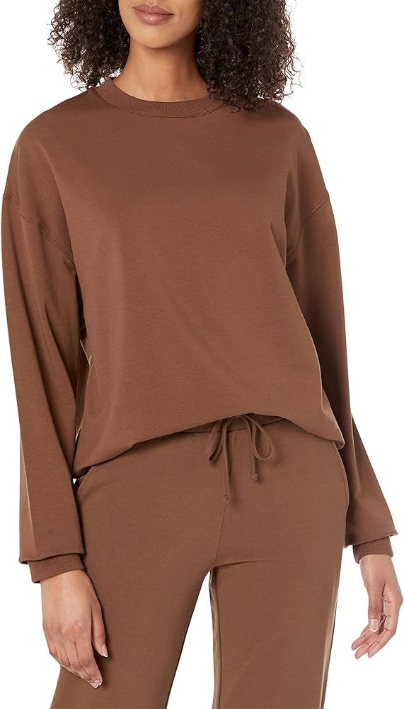 Amazon.com: The Drop Women's Margot Loose Long Sleeve Crewneck Drop Shoulder Sweatshirt, Ivory, M... | Amazon (US)