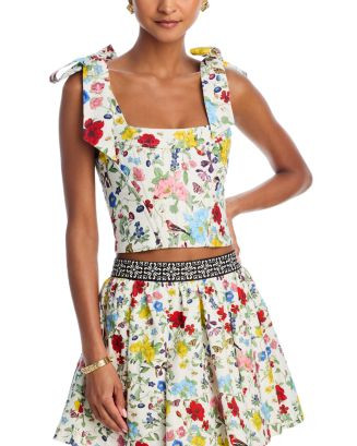 Alice and Olivia Clara Shoulder Bow Bustier Top  | Bloomingdale's Women | Bloomingdale's (US)
