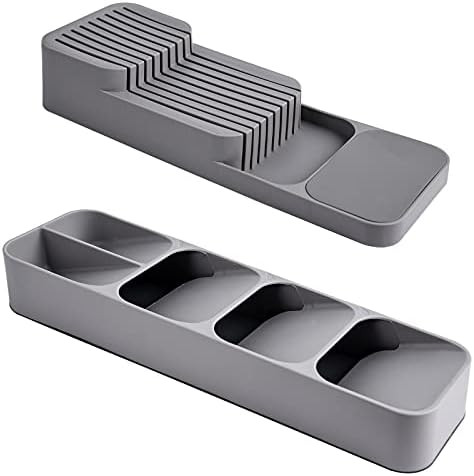 MIXHOMIC Kitchen Drawer Organizer, Knives Block & Cutlery Organizer Set, Cutlery Organizer in Drawer | Amazon (US)