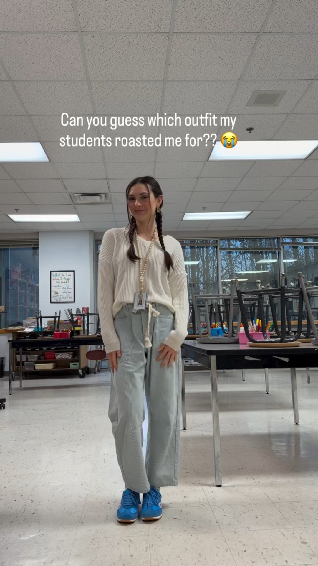Honestly two of them kinda got roasted but can you guess which ones??😭 I’m just glad the kids feel comfortable enough to joke with me!🎨👩‍🏫
•
•
•
#teacher #middleschoolteacher #genzteacher #teacheroutfit #middleschoolart #ootd #teacherhumor