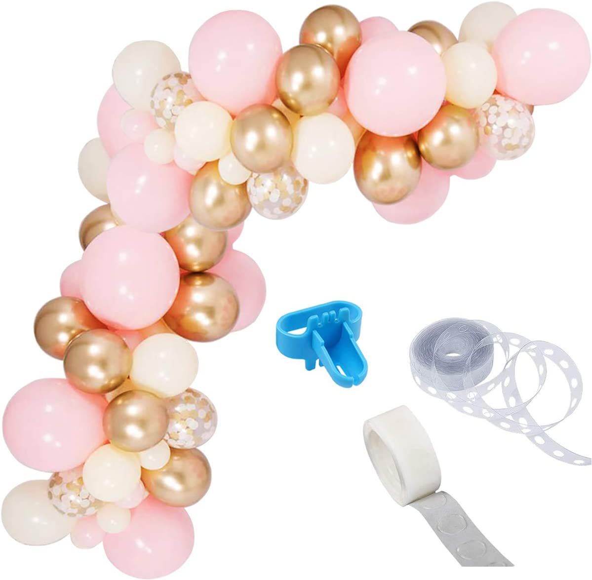 Pink Gold Balloon Garland Kit, Including Chrome Gold, Ivory, Baby Pink & White Gold Confetti Ball... | Amazon (US)