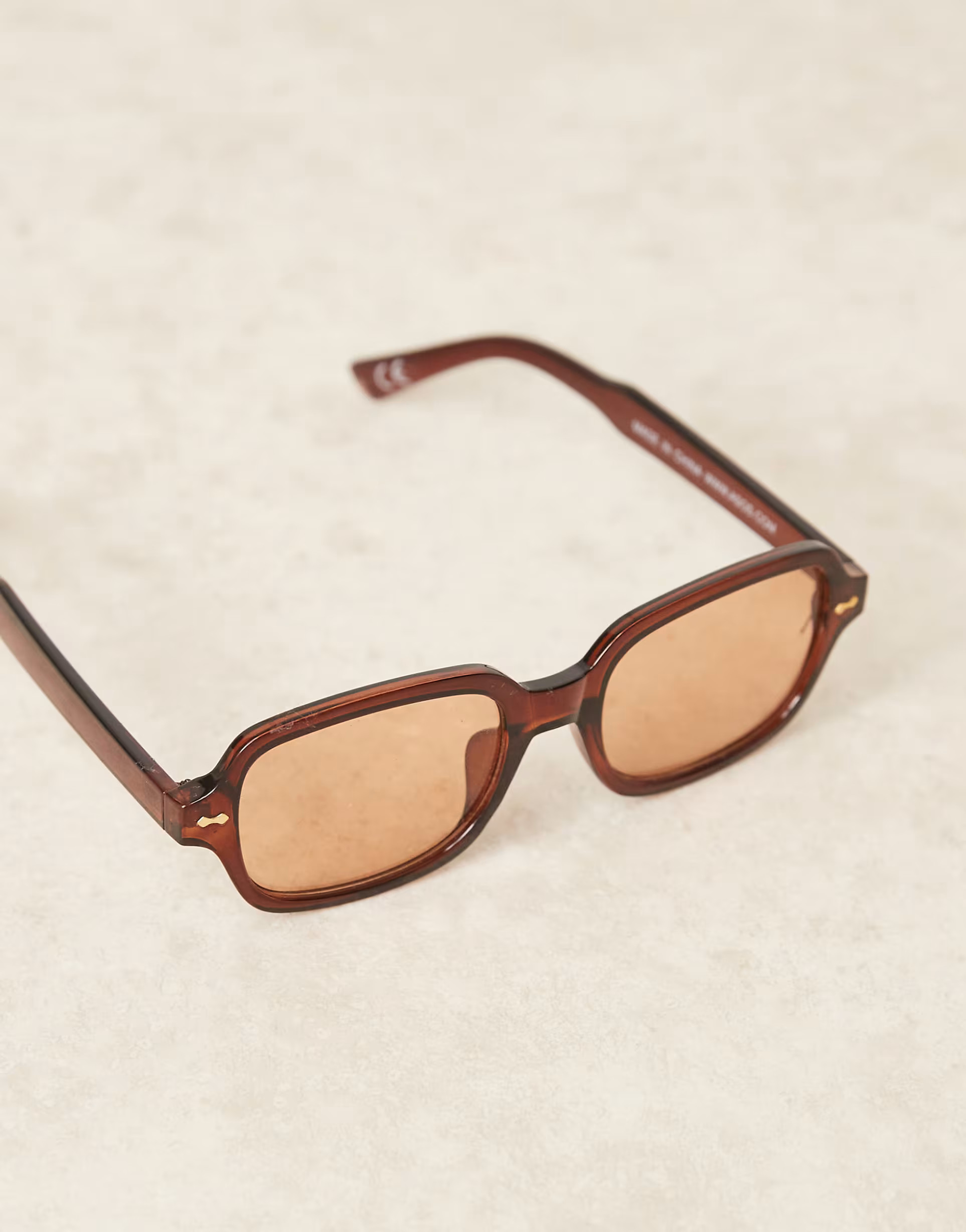 ASOS DESIGN square sunglasses in brown with orange lens | ASOS | ASOS (Global)