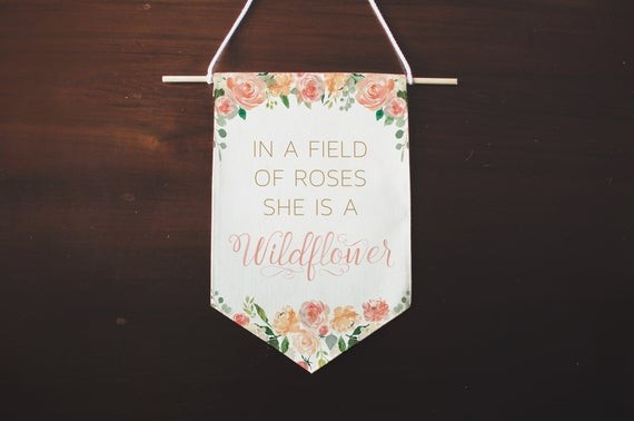 Nursery Decor Girl, Girl Nursery Decor, In a Field of Roses She is a Wildflower, Girl Room Decor,... | Etsy (US)