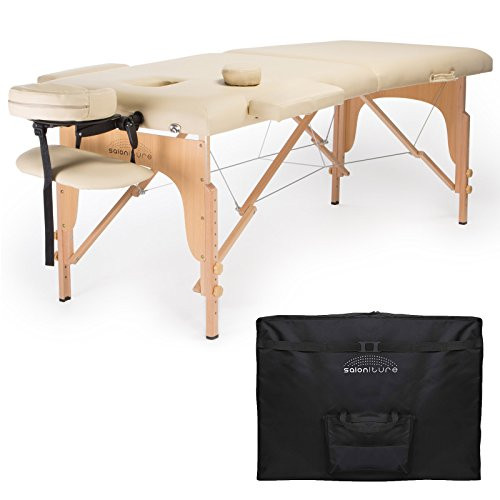 Saloniture Professional Portable Folding Massage Table with Carrying Case - Cream | Amazon (US)