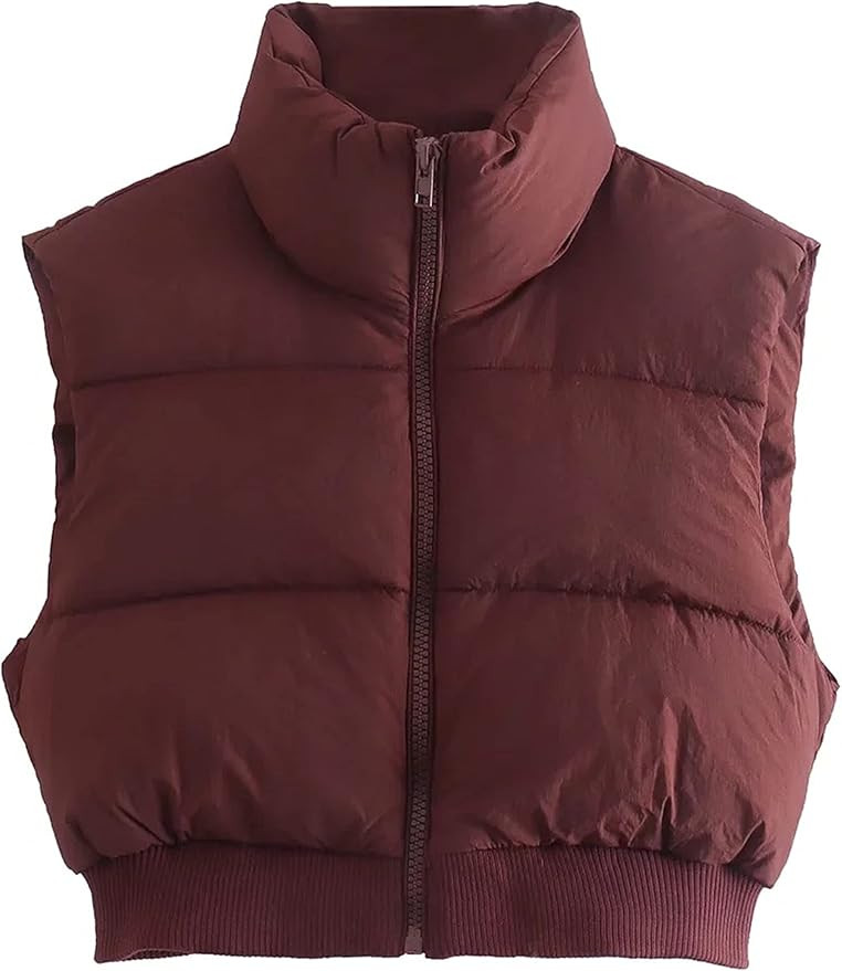 Yidarer Women's Full Zip Up Warm Crop Vest Sleeveless Puffer Vest Lightweight Padded Gilet | Amazon (US)