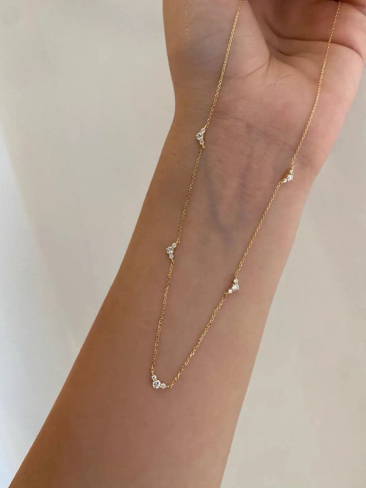 18K Solid Gold Diamond Triangle Cluster Necklace: Adjustable Station Chain Lab Grown Diamond, 14K Gold Attached Diamond Solitaire Necklace | Etsy (Global)